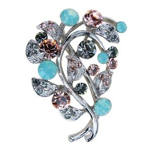 Rucinni Opal Green Brooch with Swarovski Crystals